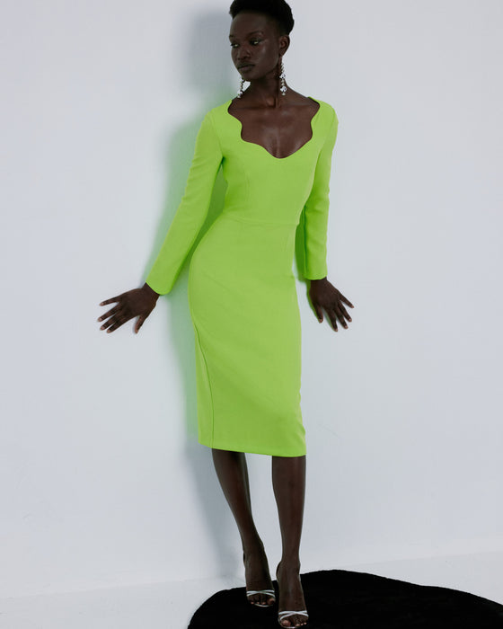 BRIALLE GREEN MIDI DRESS