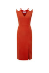 GENEVIEVE RED MIDI DRESS